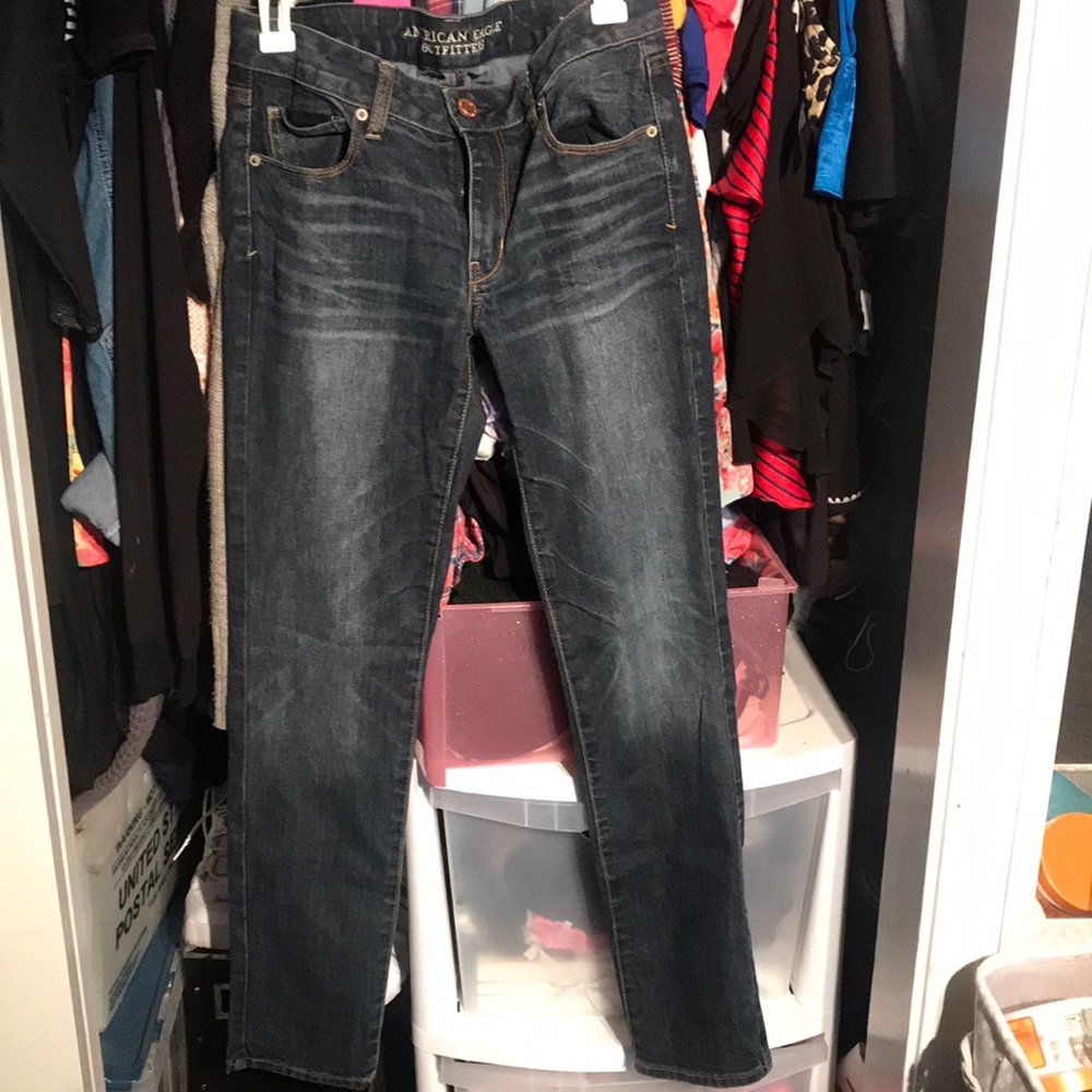 AE skinny stretch blue jeans